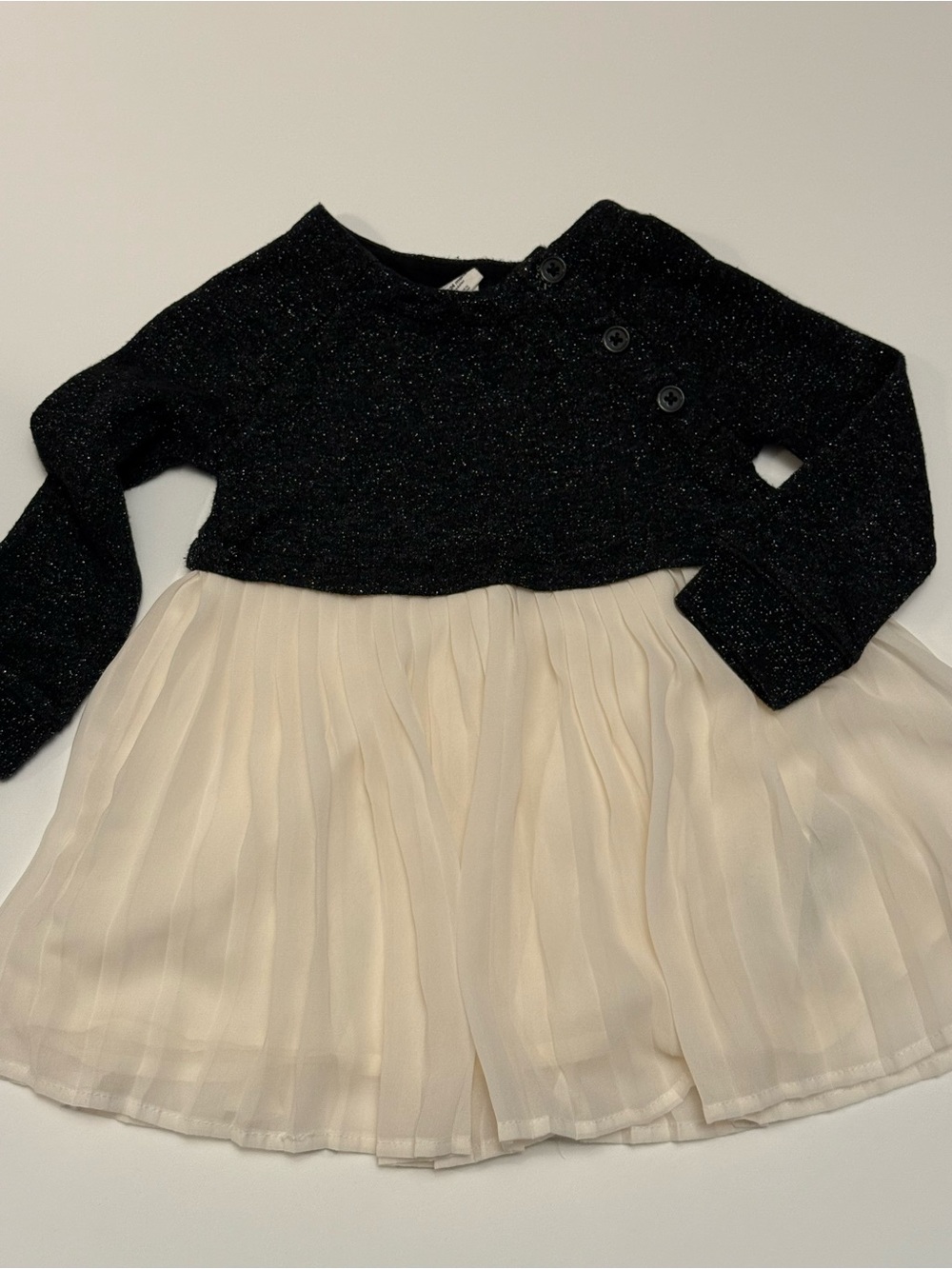 GAP Black Sparkle Top with Cream Pleated Skirt Kids Dress